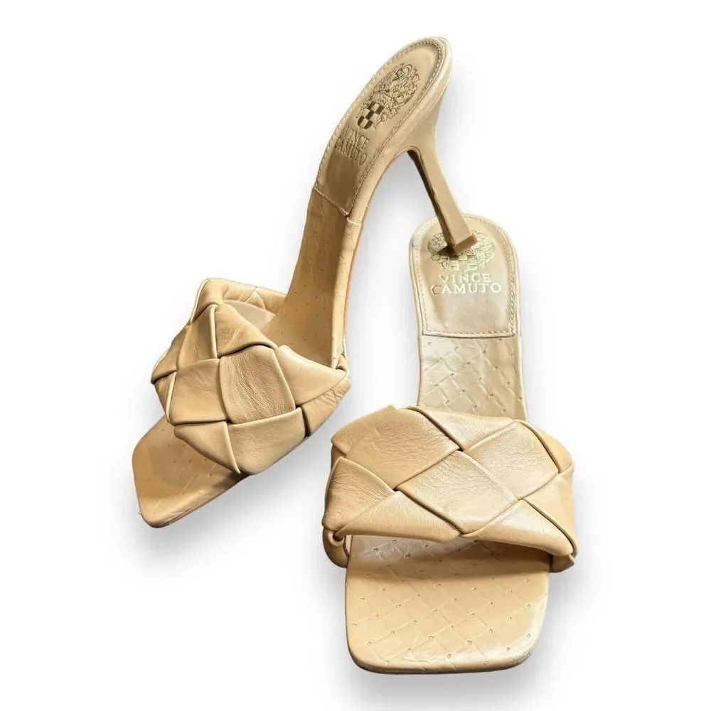 Vince Camuto Brelaine Braided Strap Sandals Heels in Beige Size 8